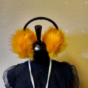 2peice Matching Marigold Teddybear fluffy Super big Earmuffs and MATCHING Muff